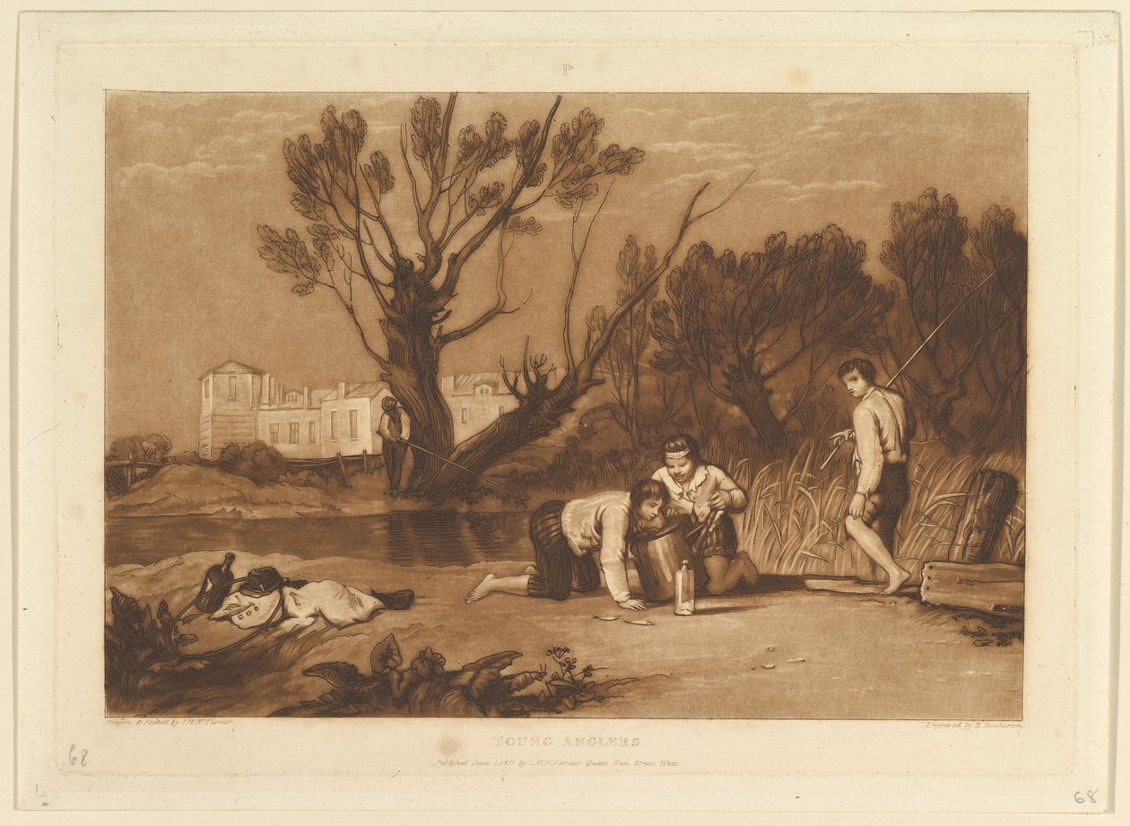 Young Anglers Liber Studiorum, osa VII, levy 32, 1. kesäkuuta 1811. tekijältä Joseph Mallord William Turner