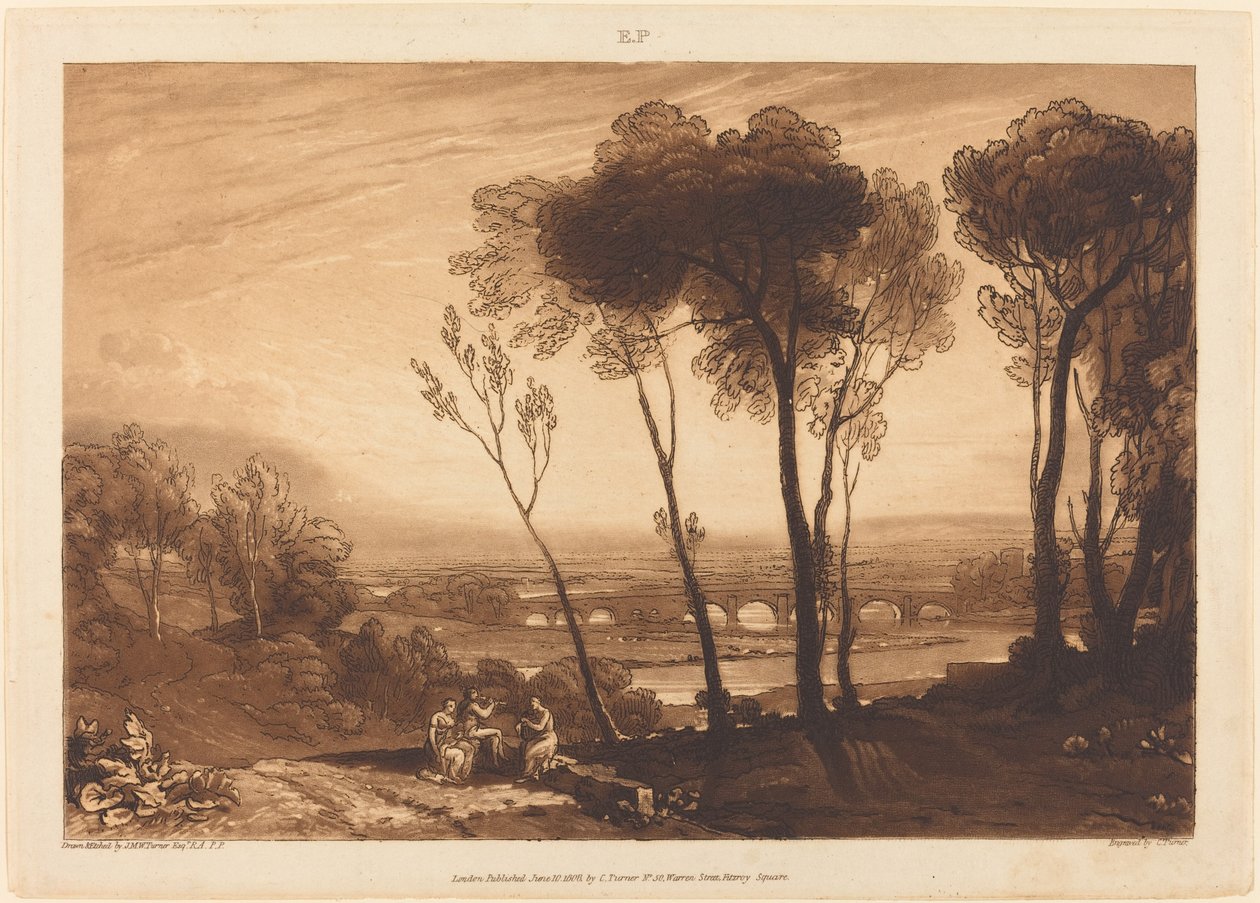 Keskimatkan silta tekijältä Joseph Mallord William Turner and Charles Turner