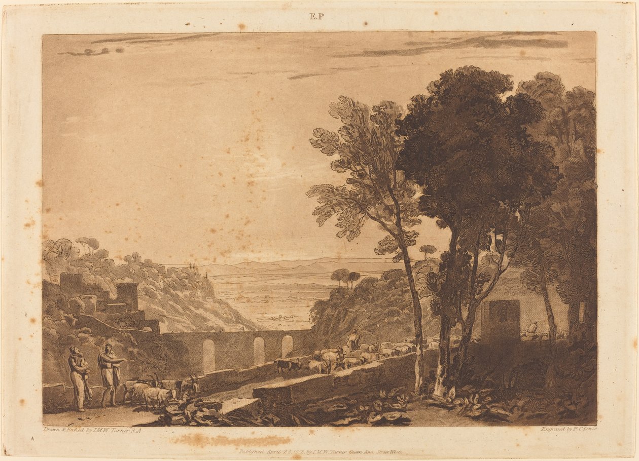 Silta ja vuohet tekijältä Joseph Mallord William Turner and Frederick Christian Lewis I