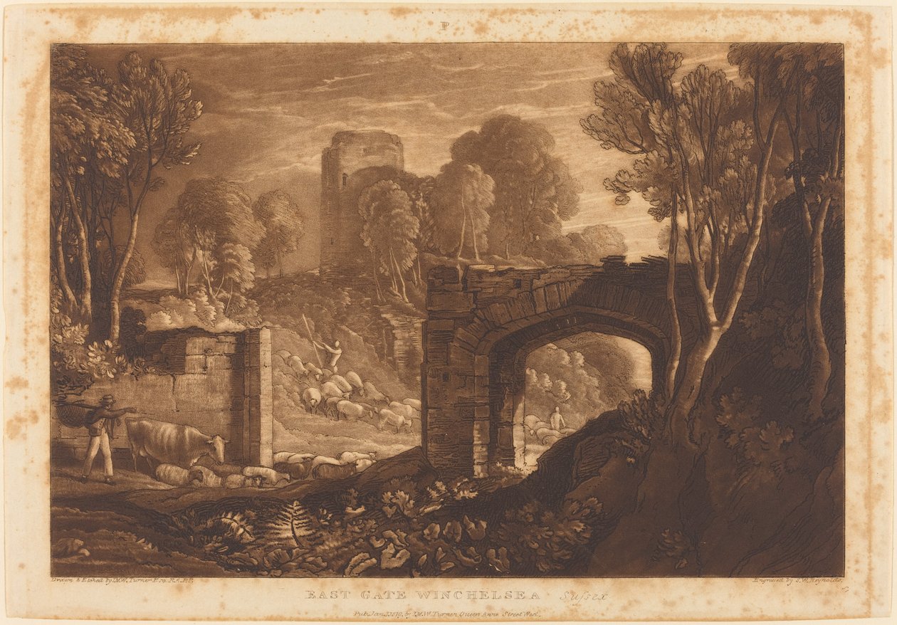 East Gate, Winchelsea tekijältä Joseph Mallord William Turner and Samuel William Reynolds I