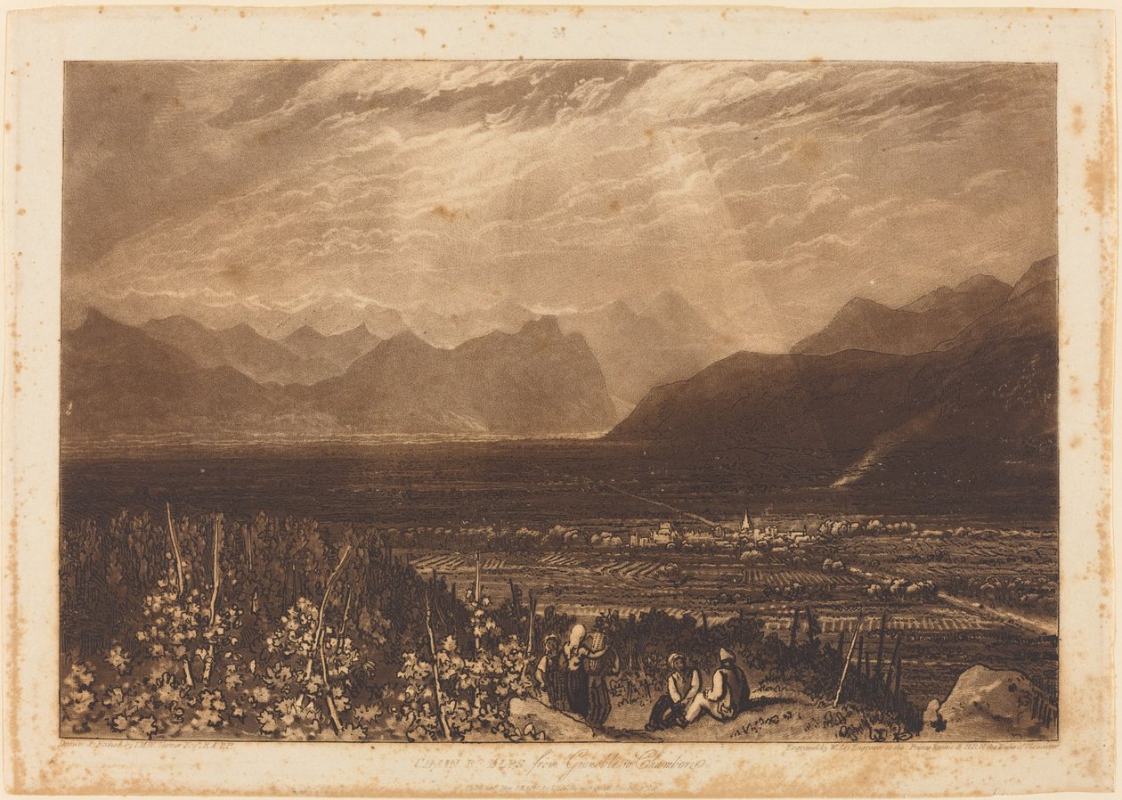 Alppien ketju Grenoblesta Chamberiin tekijältä Joseph Mallord William Turner and William Say