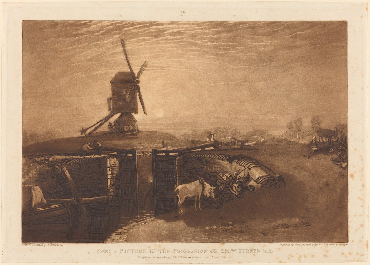 Tuulimylly ja lukko tekijältä Joseph Mallord William Turner and William Say