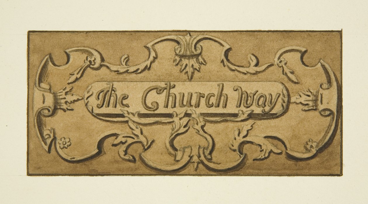 Nouse St Ewenin sisäänkäynnin yli, "The Church Way" (akvarelli paperille) tekijältä Joseph Manning
