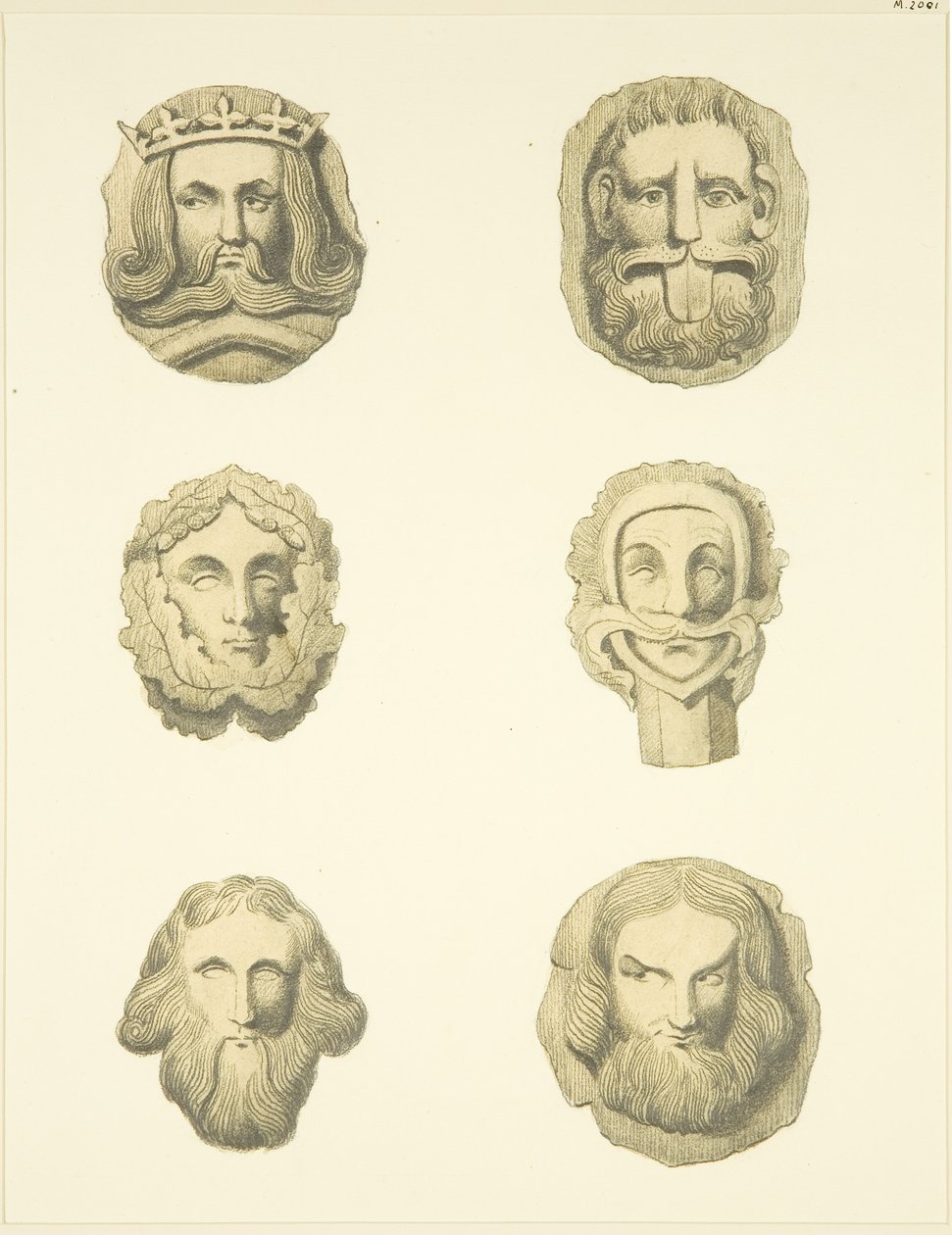 Nivuskivet (pomot) Redcliffe Churchin katossa (akvarelli paperille) tekijältä Joseph Manning
