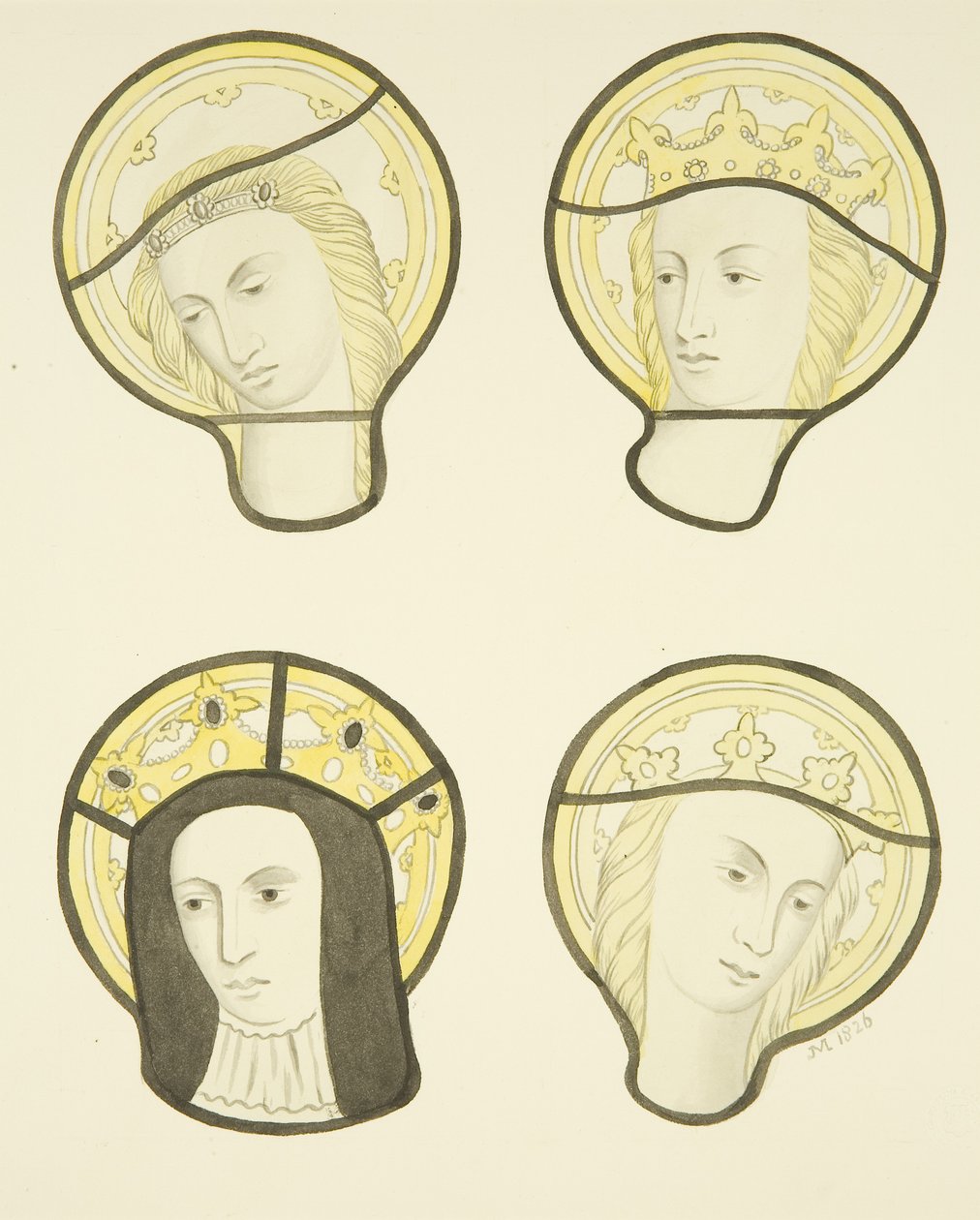 Lasimaalaus itäikkunassa, St Mary Redcliffen pohjoinen risteys (akvarelli paperille) tekijältä Joseph Manning