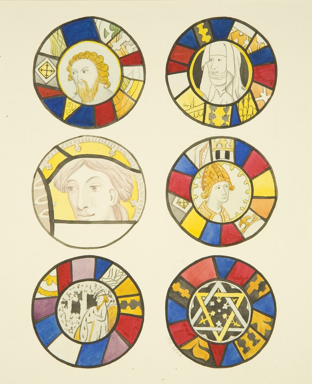 Lasimaalaus länsiikkunassa, St Mary Redcliffen pohjoinen risteys (akvarelli paperille) tekijältä Joseph Manning