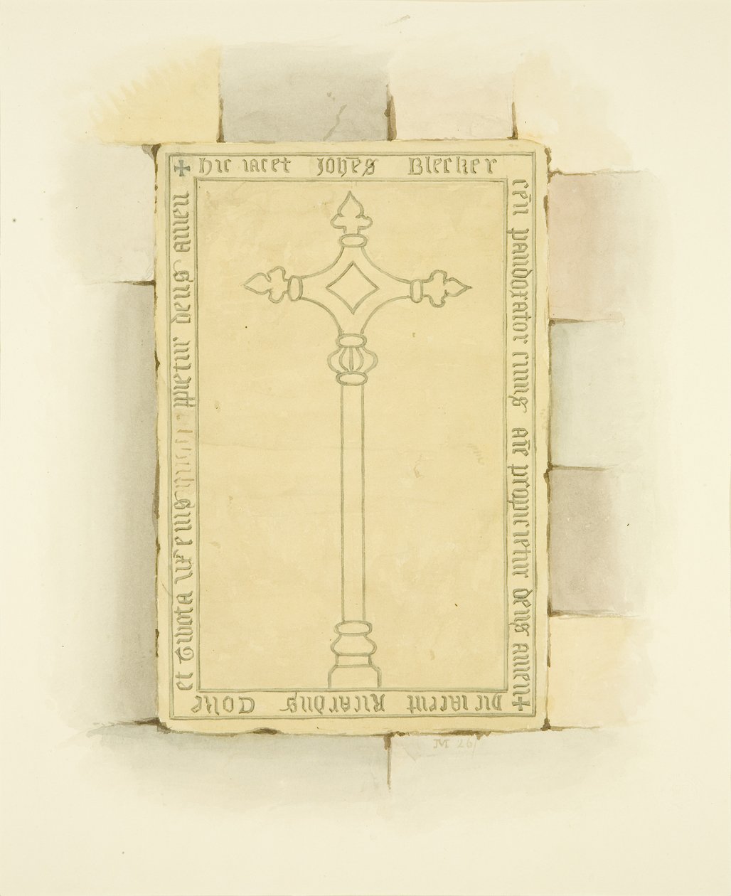 Hautakivi Canyngesin haudan edessä St Mary Redcliffessä (akvarelli paperille) tekijältä Joseph Manning