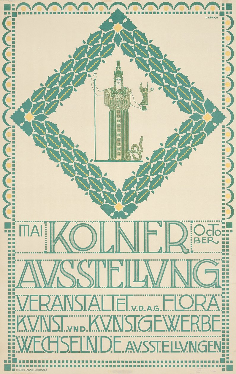 Juliste vuoden 1905 Kölnin taidefestivaalille, 1905 tekijältä Joseph Maria Olbrich