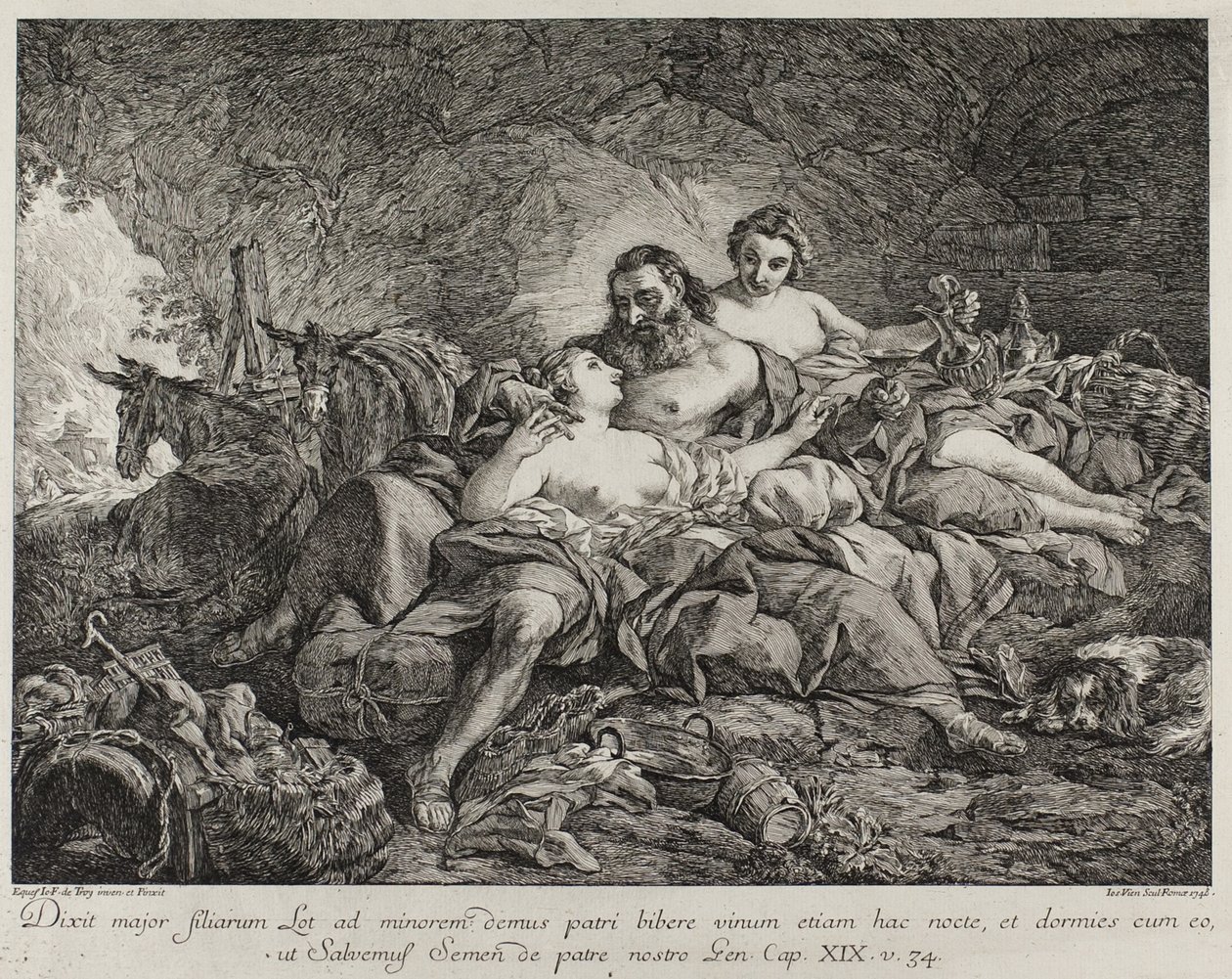 Loot ja hänen tyttärensä, 1748 tekijältä Joseph Marie Vien