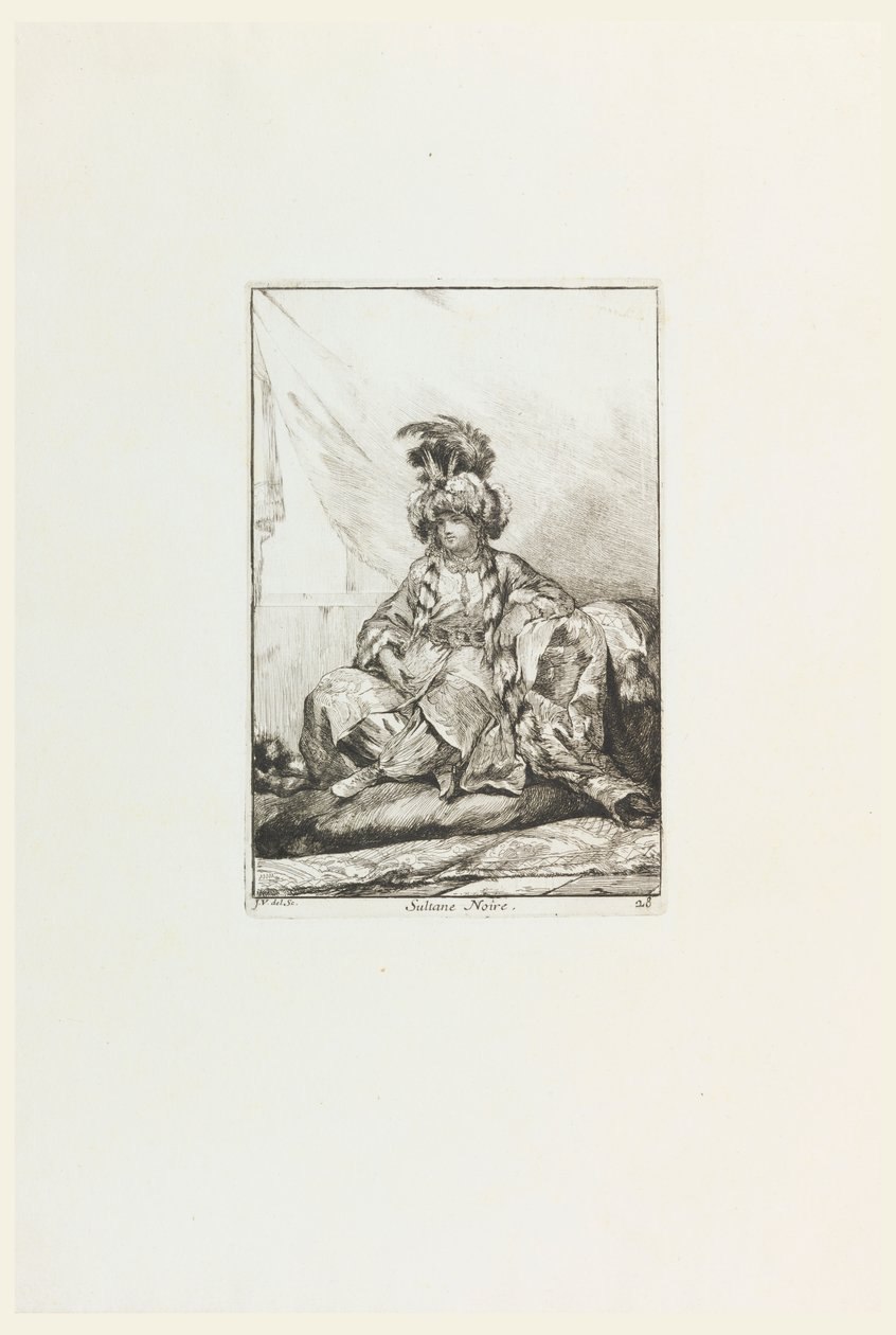 Sultane Noire (Musta Sultana), levy 28 sarjasta Caravanne du Sultan à la Mecque (Sulttaanin karavaani Mekkaan) tekijältä Joseph Marie Vien the Elder