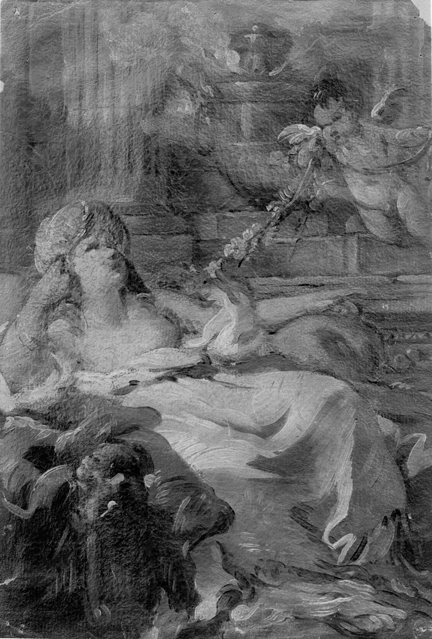 Nainen makuuasennossa, 1700-luku. tekijältä Joseph Marie Vien the Elder