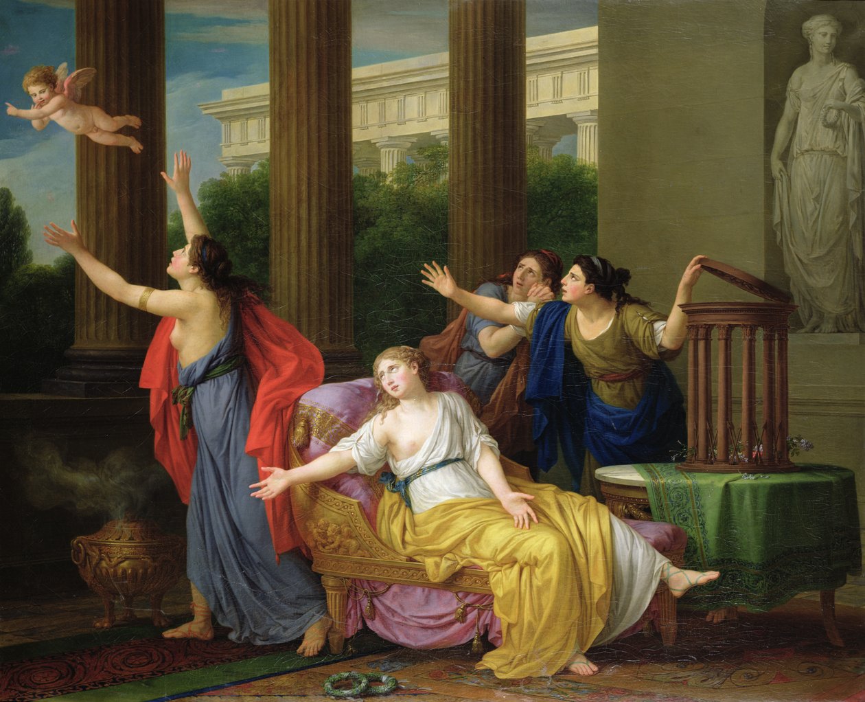 Amor pakenemassa orjuudesta, 1789 tekijältä Joseph Marie, the Elder Vien