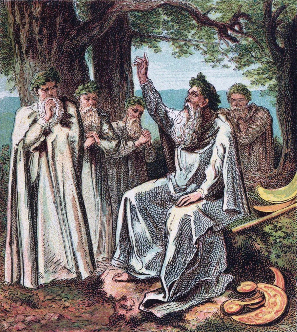 Druidit julkaisusta: Kuvia Englannin historiasta, 1868 tekijältä Joseph Martin Kronheim