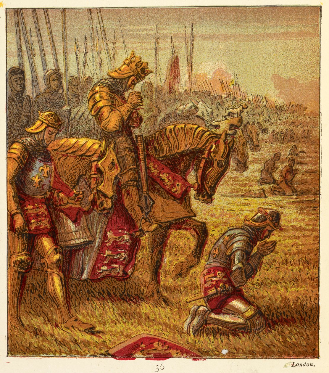 Ruusujen sodat, kuvitus julkaisusta "Pictures of England History..." tekijältä Joseph Martin Kronheim