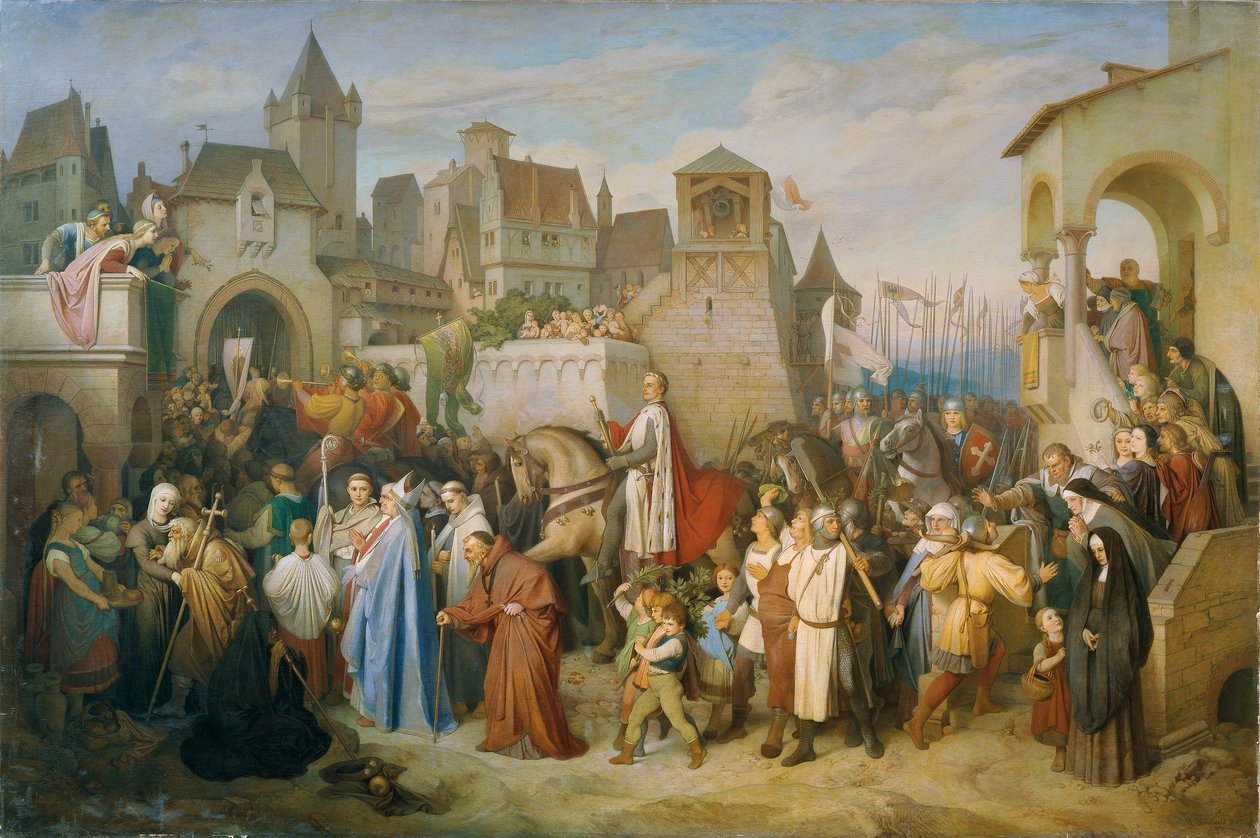 Herttua Leopold Kuningas saapui Wieniin vuoden 1219 ristiretken jälkeen tekijältä Joseph Mathias von Trenkwald
