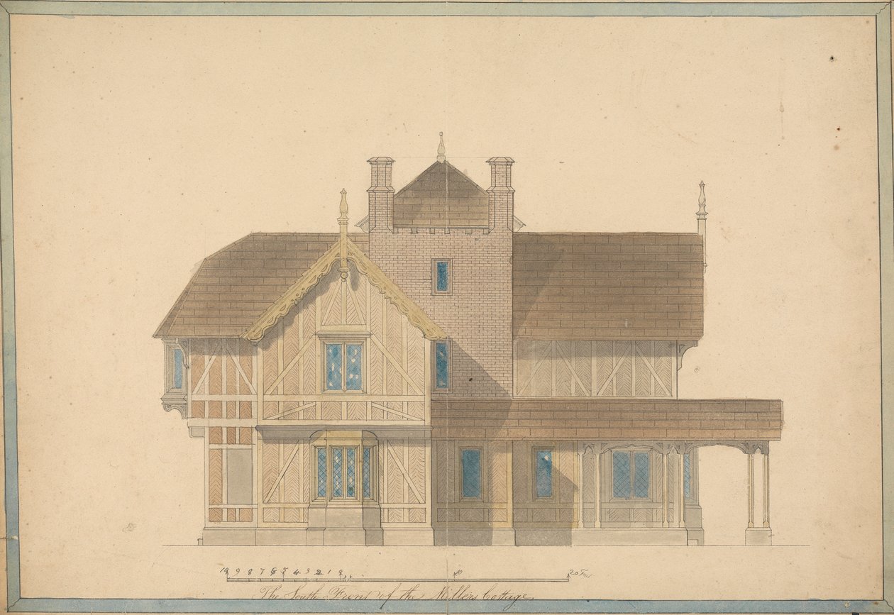 Millerin mökki Chatsworthissa: South Front Elevation tekijältä Joseph Michael Gandy