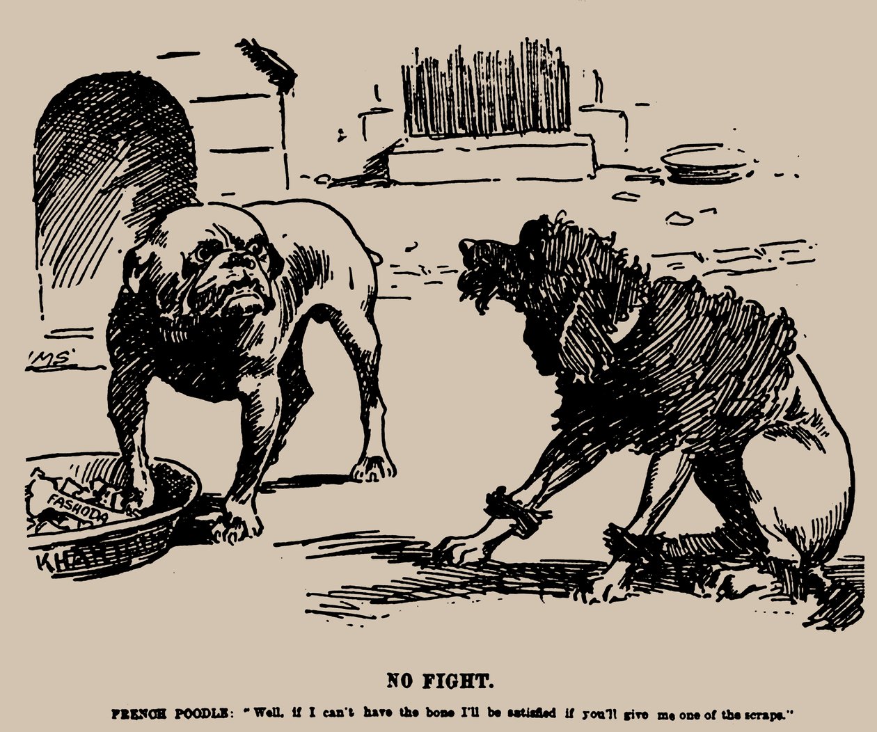 Ei taistelua. Sarjakuva Fashodan tapauksesta, 1898. tekijältä Joseph Morewood Staniforth