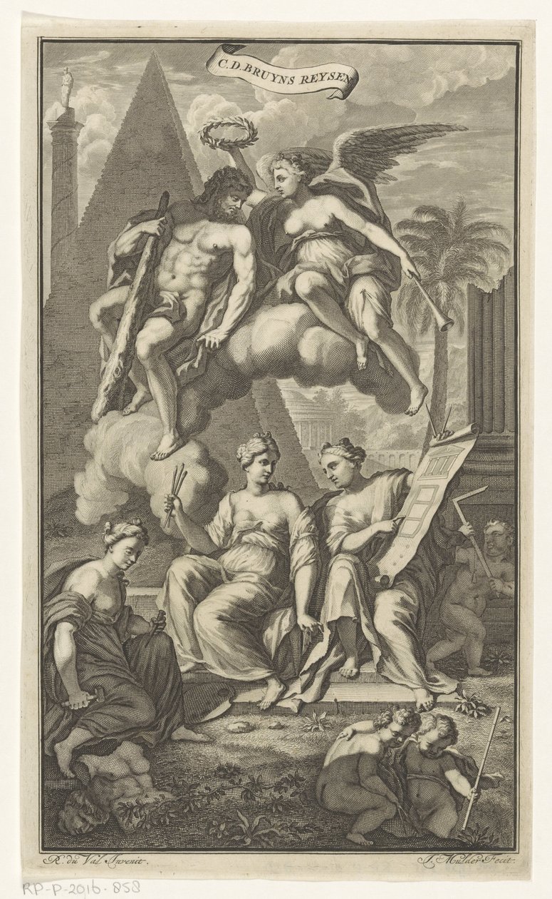 Hercules kruunasi Victoria CD. Bruyns Reysen (otsikko esineessä) Nimisivu: Cornelis de Bruyn, Reizen, 1698 tekijältä Joseph Mulder