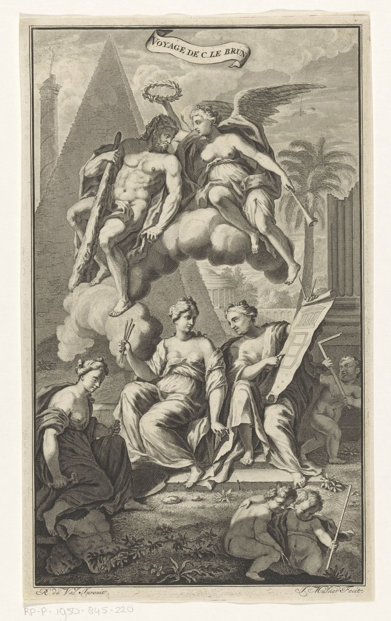 Hercules kruunasi Victoria Voyage de C. le brun (otsikko esineessä) Nimisivu: Cornelis de Bruyn, Voyage au Levant, 1700 tekijältä Joseph Mulder