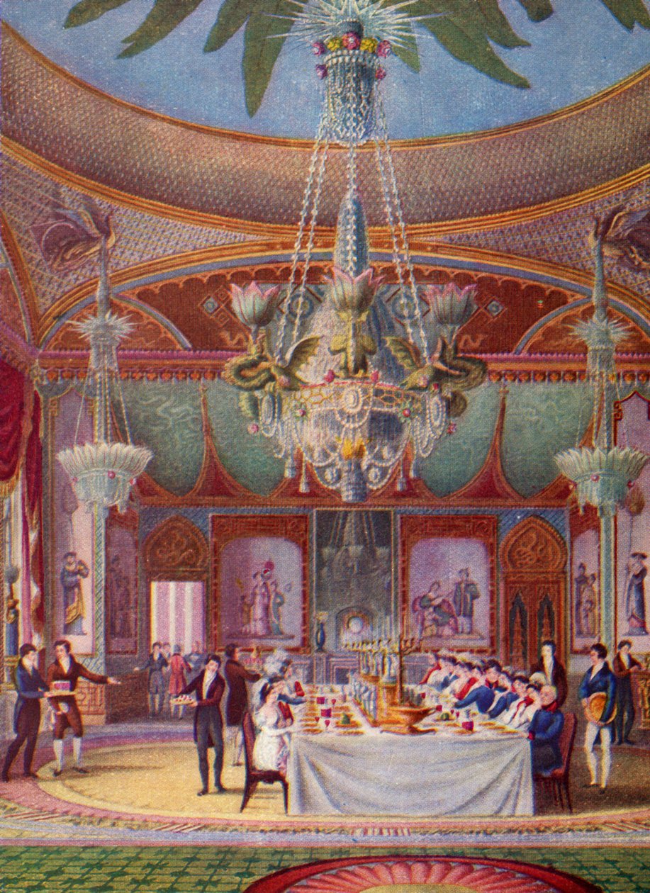 Juhla kuninkaallisessa paviljongissa, Brighton, 1827, 1938 tekijältä Joseph Nash
