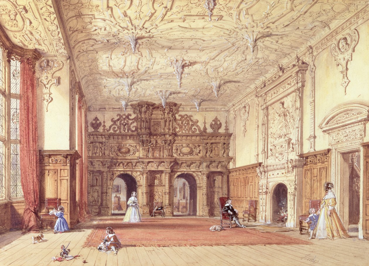 Crewe Hall, Cheshire (wc ja guassi) tekijältä Joseph Nash