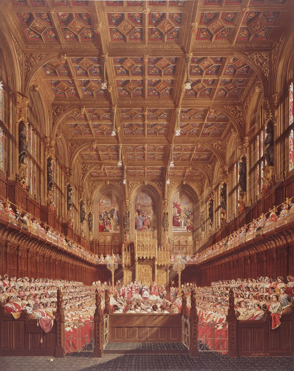 Queen Victoria House of Lordsissa (värikaiverrus) tekijältä Joseph Nash