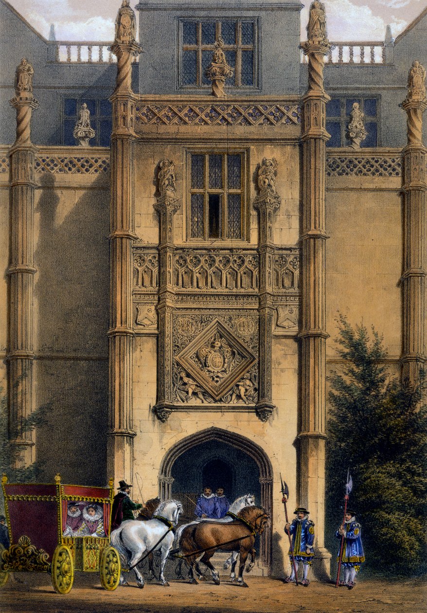 The Arch, Montacute House, Somerset, teoksesta "Keskiajan arkkitehtuuri", 1838 tekijältä Joseph Nash