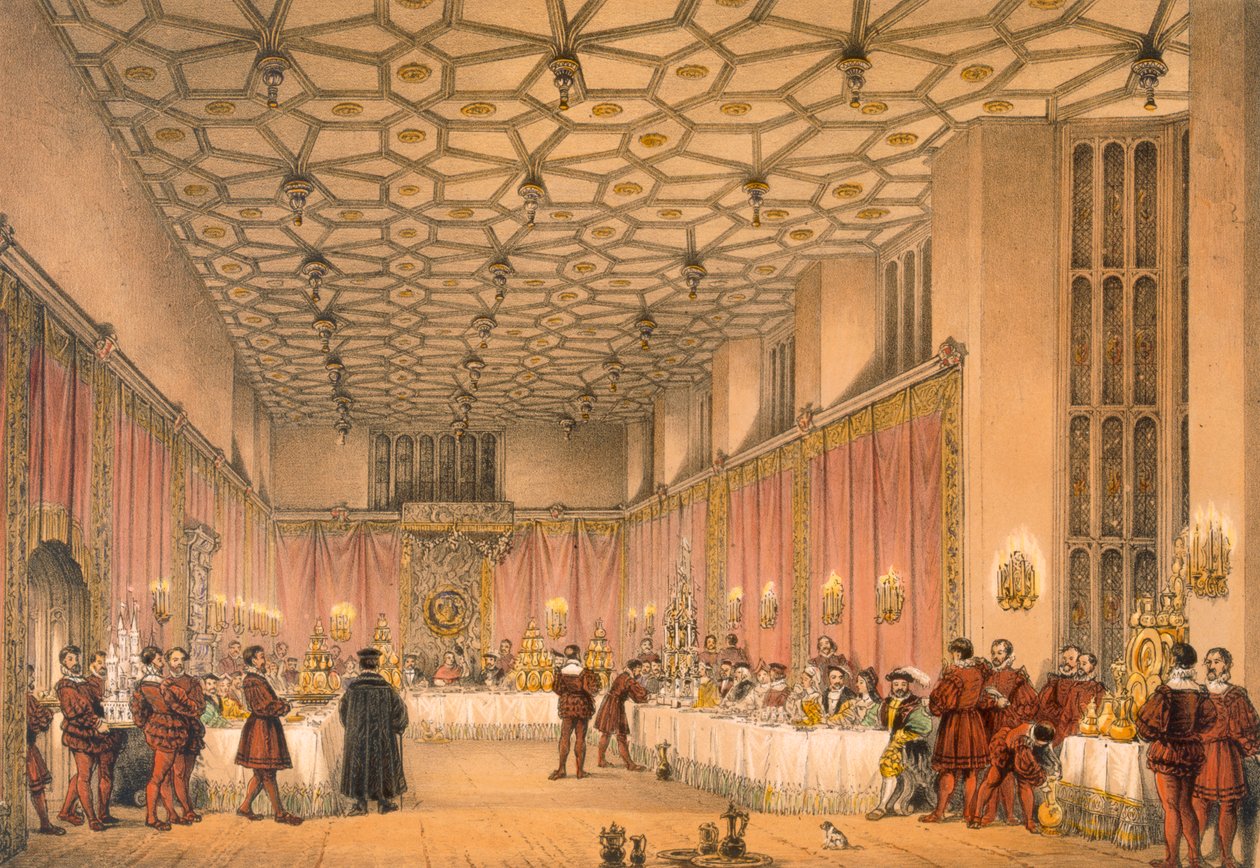 The Chamber, Hampton Court, julkaisusta "Architecture of the Middle Ages", julkaistu 1838 tekijältä Joseph Nash