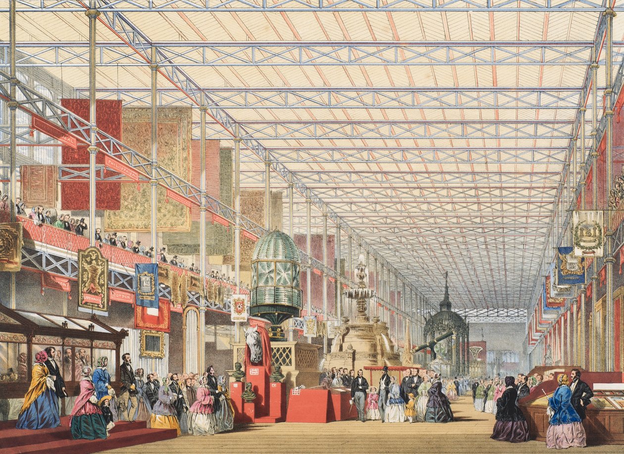 Näkymä vuoden 1851 suuresta näyttelystä: British Nave, 1854 tekijältä Joseph Nash
