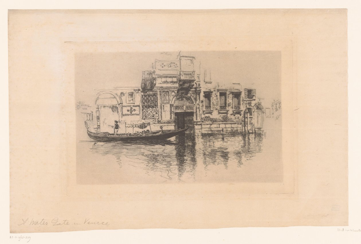 Gondoli kanavalla Watergate Venetsiassa (otsikko esineessä) tekijältä Joseph Pennell (signed by artist)