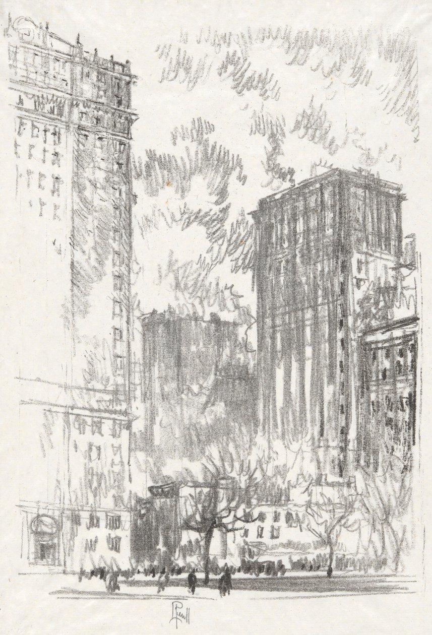 Battery Park, no. 1 Iconophile Club -kokoelmassa tekijältä Joseph Pennell