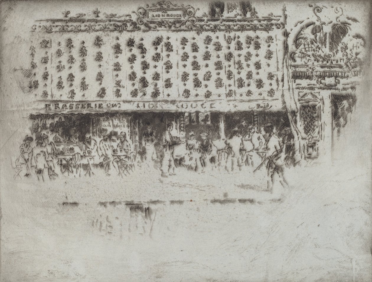Brasserie, Au Lion Rouge, 1893. tekijältä Joseph Pennell