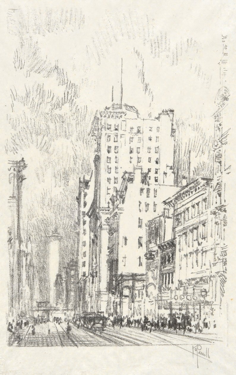 Broadway Above 23rd Street, #11 Iconophile Club -kokoelmassa tekijältä Joseph Pennell