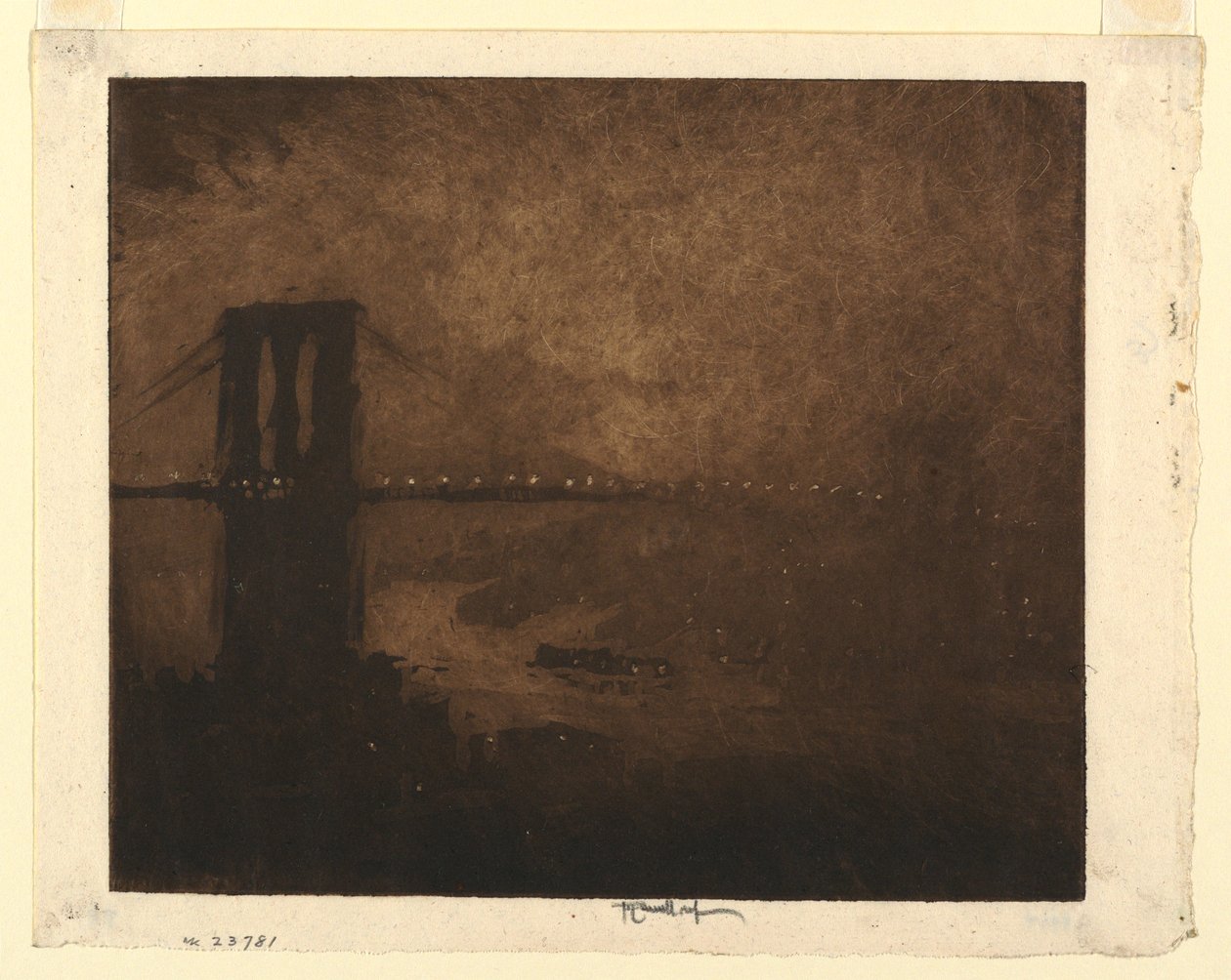 Brooklyn Bridge yöllä tekijältä Joseph Pennell