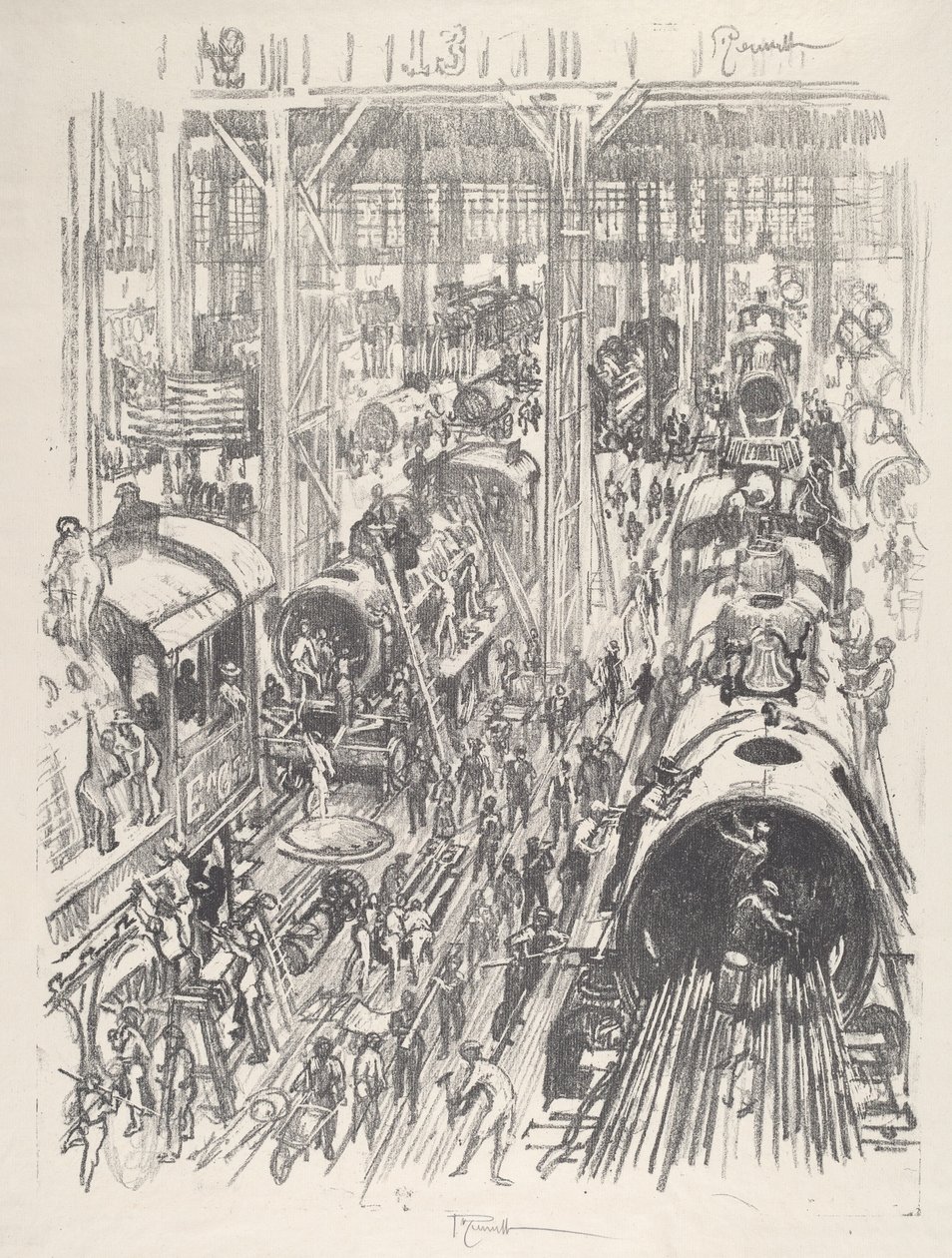 Moottoreiden rakentaminen liittoutuneille, 1917. tekijältä Joseph Pennell