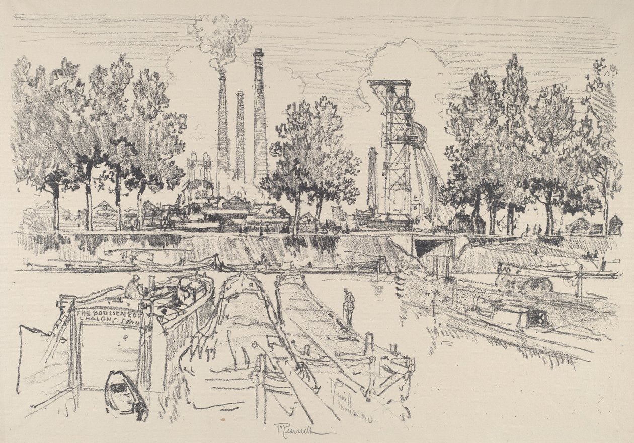 Hiilikaivokset, Monceau, Ranska, 1911. tekijältä Joseph Pennell