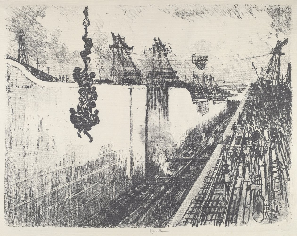 Illallinen, Gatun Lock tekijältä Joseph Pennell