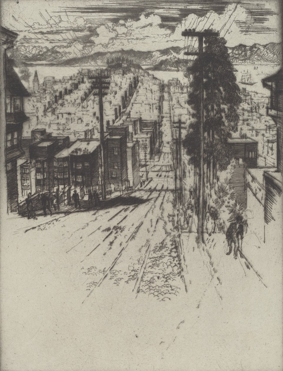 Down and Up the Hills to the Bay, San Francisco, 1912. tekijältä Joseph Pennell