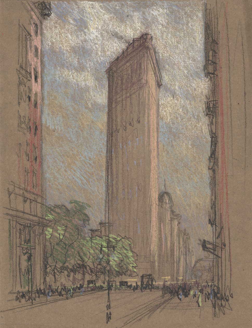 Piirustus Flatiron-rakennuksesta, kirjoittanut Pennell, n. 1904 (kynä ja värikynä paperille) tekijältä Joseph Pennell