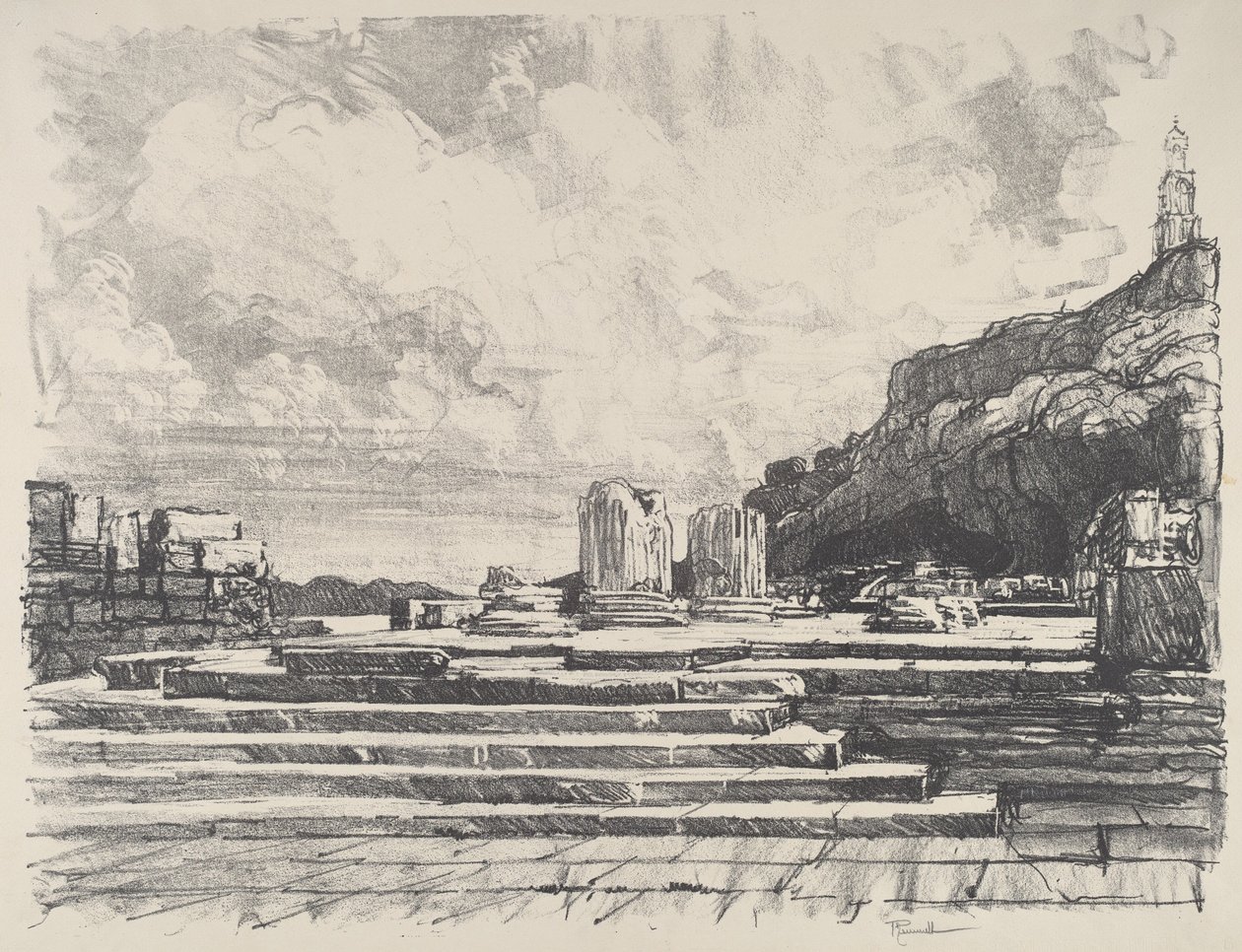 Eleusis, temppelin jalkakäytävä tekijältä Joseph Pennell