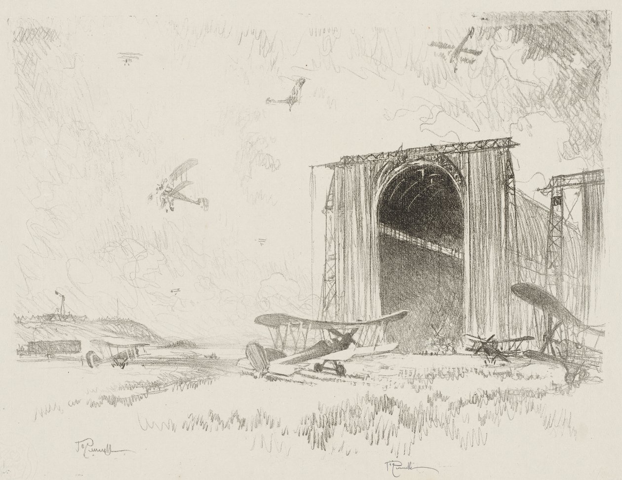 Englantilainen sotatyö: The Balloon-Shed tekijältä Joseph Pennell