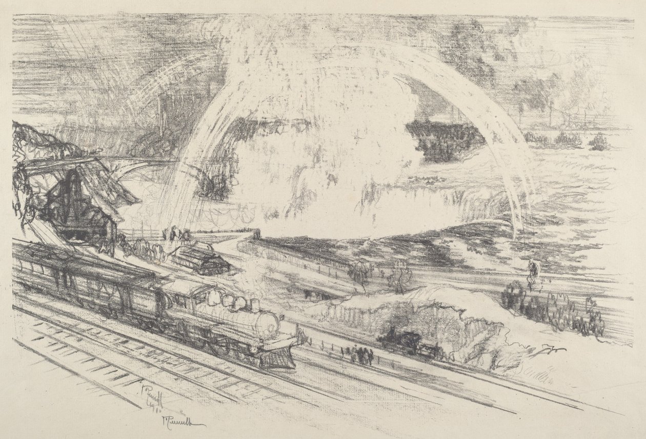 Fallsin asema, Niagara, 1910. tekijältä Joseph Pennell