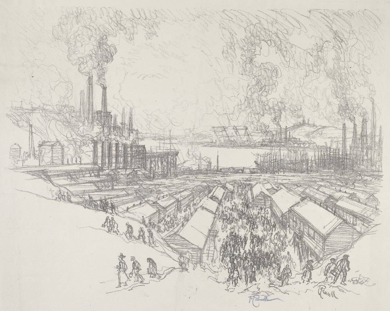 Kello viisi, 1916. tekijältä Joseph Pennell