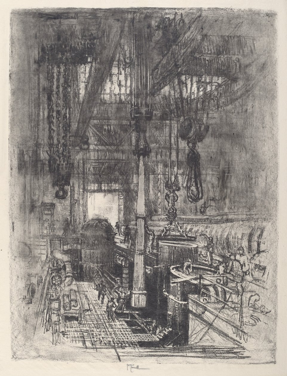 Gun Pit, nro II, 1917. tekijältä Joseph Pennell