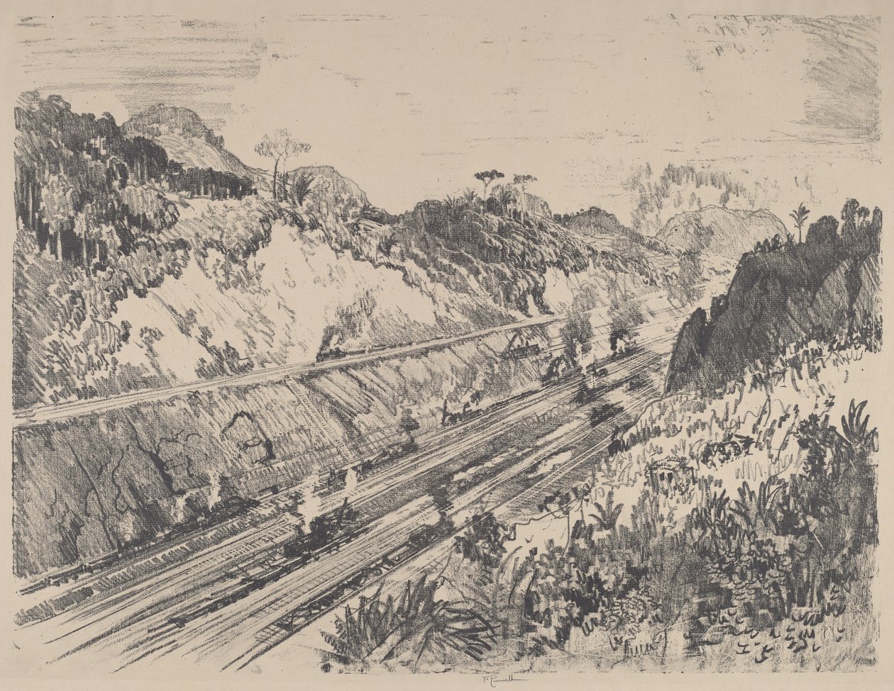 Etsin leikkauksen Bas Obisposta, 1912. tekijältä Joseph Pennell