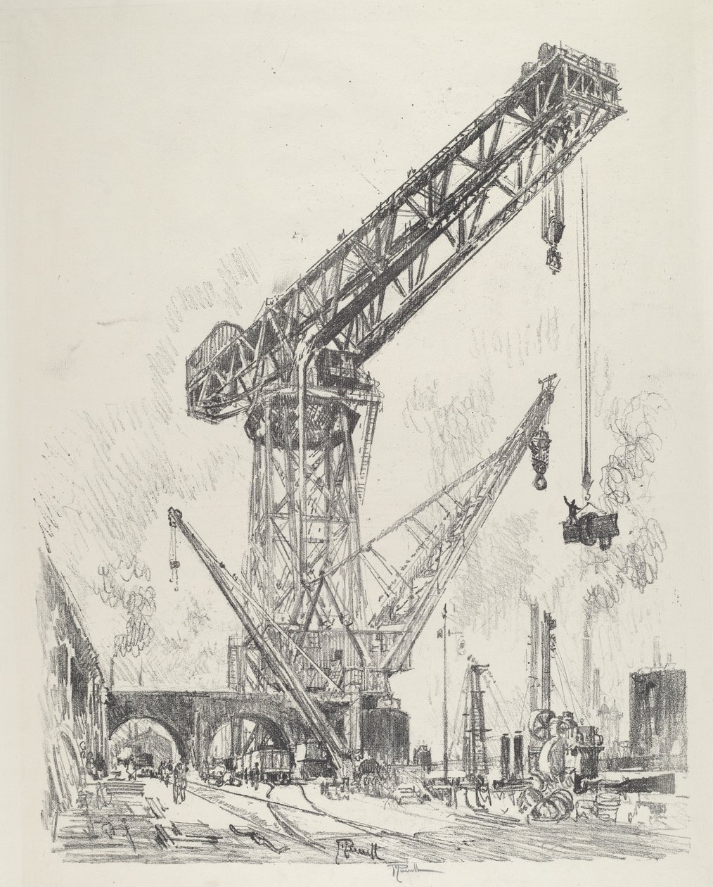 Valmistettu Saksassa, Suuri nosturi, 1916. tekijältä Joseph Pennell