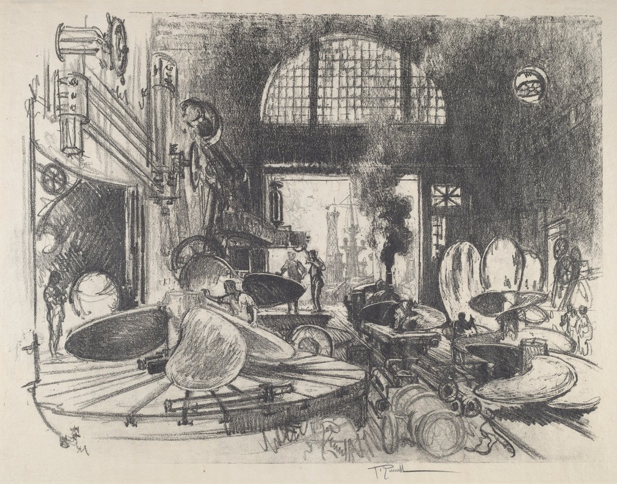 Potkurin lapojen valmistus, 1917. tekijältä Joseph Pennell