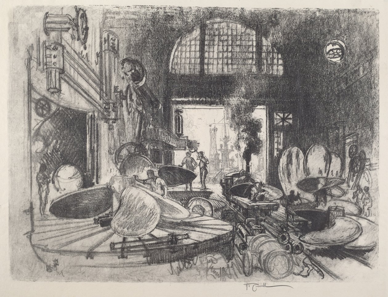 Potkurin lapojen valmistus, 1917. tekijältä Joseph Pennell