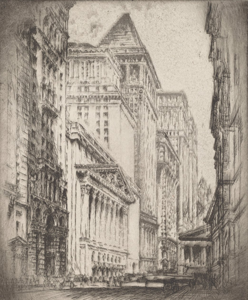 New Yorkin pörssi, 1923. tekijältä Joseph Pennell