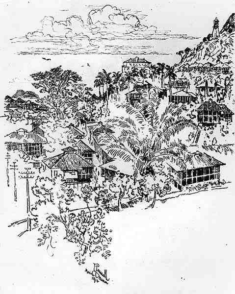Virallinen Ancon, levy XXIV Panaman kanavasta, kirjoittanut Joseph Pennell, 1912 (hiili paperilla) tekijältä Joseph Pennell